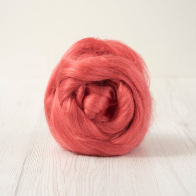 Viscose Top-Coral. Great for use in needle or wet felting. Felting Supplies and Accessories